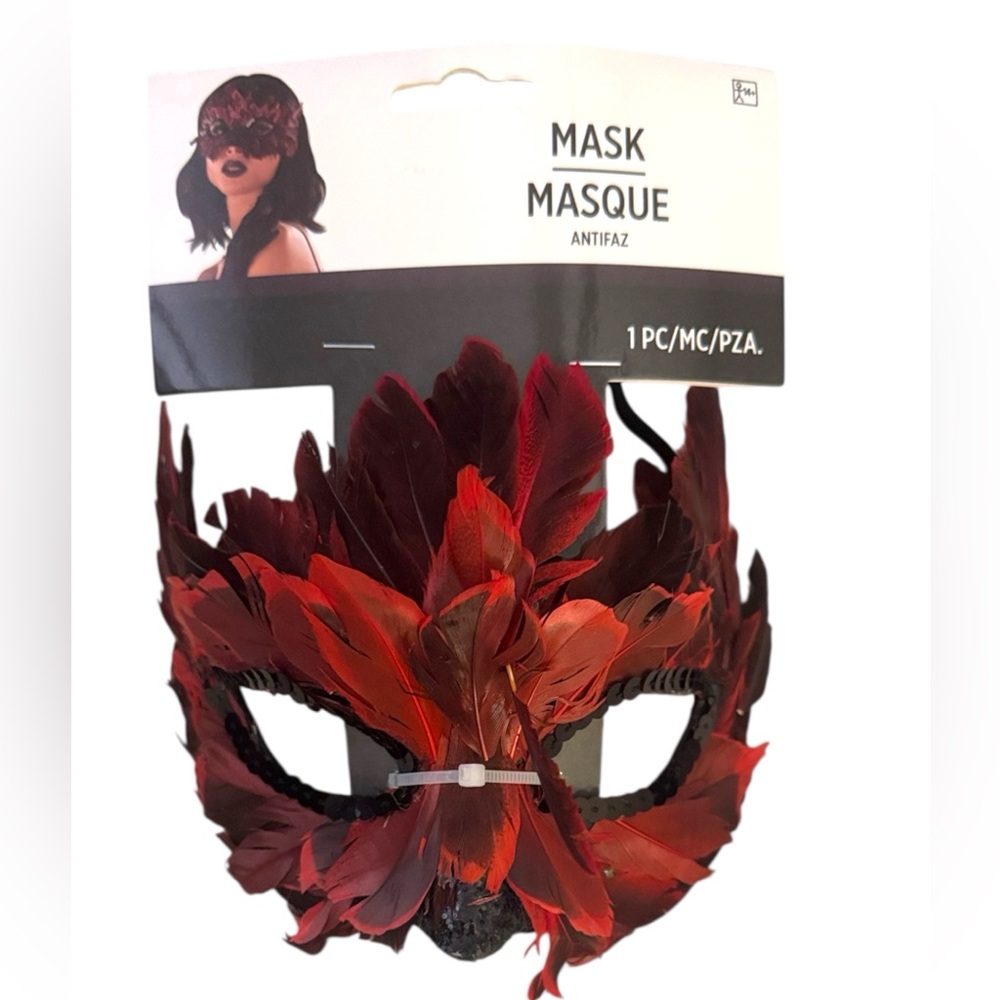 Red Feather Masquerade Mask